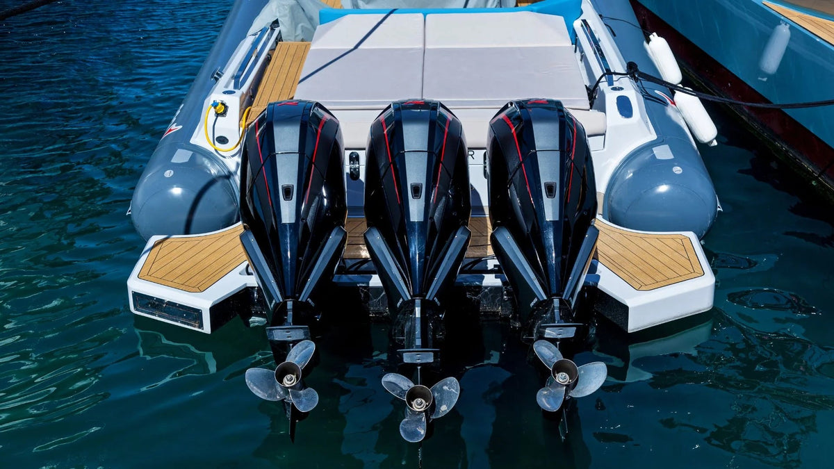 Boat with three outboards viewed from above