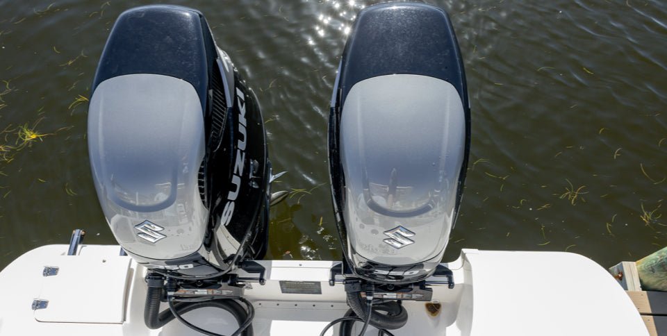 Twin outboards viewed from above the stern