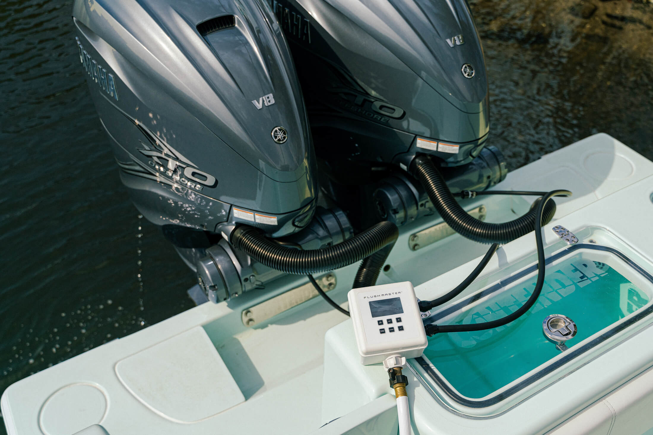 flushmaster system in action on a Yamaha engine