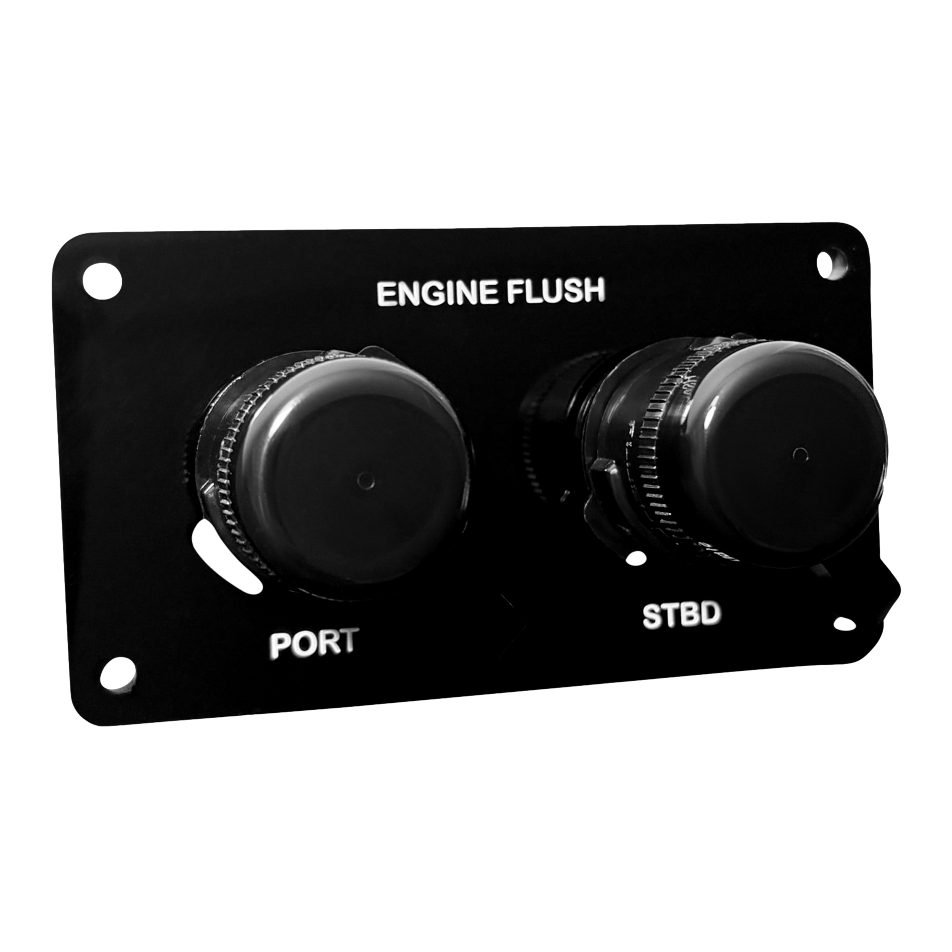 black acrylic dual outlet horizontally engraved flush port reroute