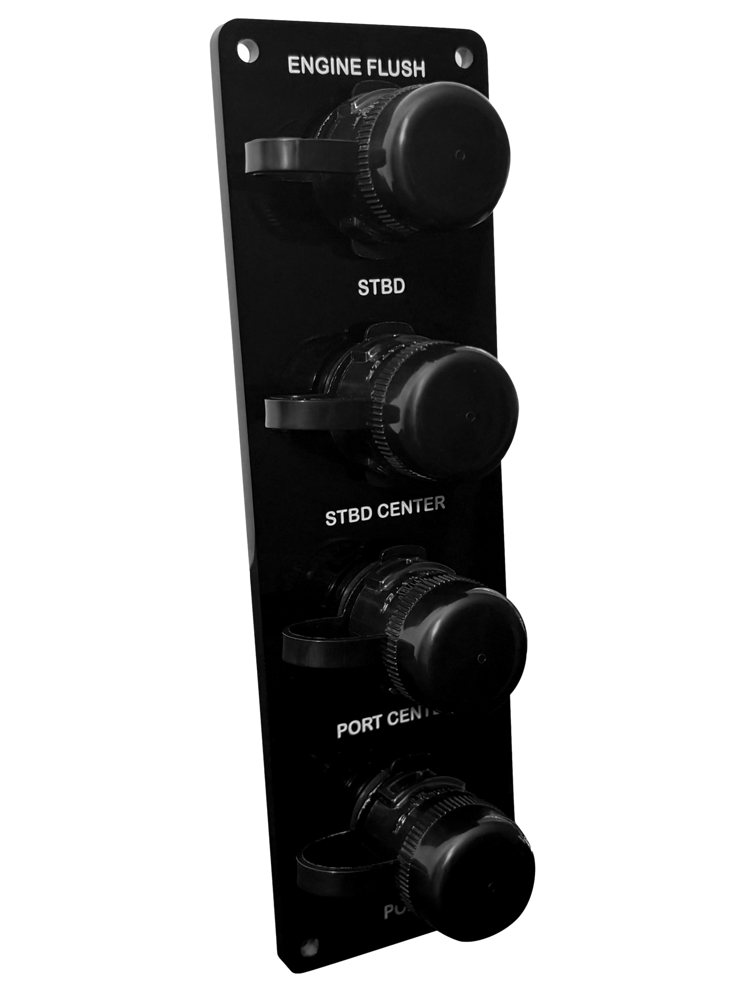 black acrylic quad outlet vertically engraved flush port reroute