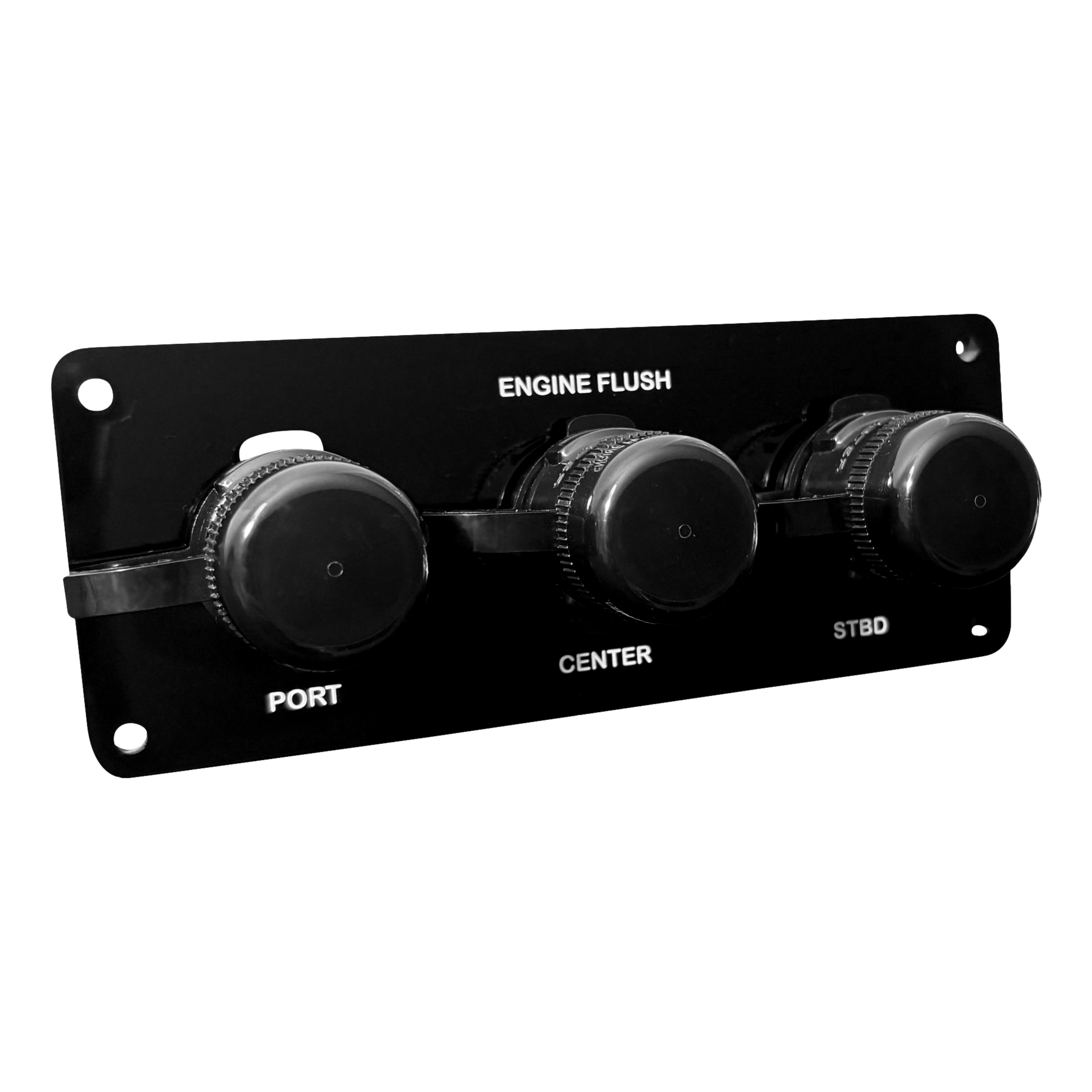 black acrylic triple outlet horizontally engraved flush port reroute