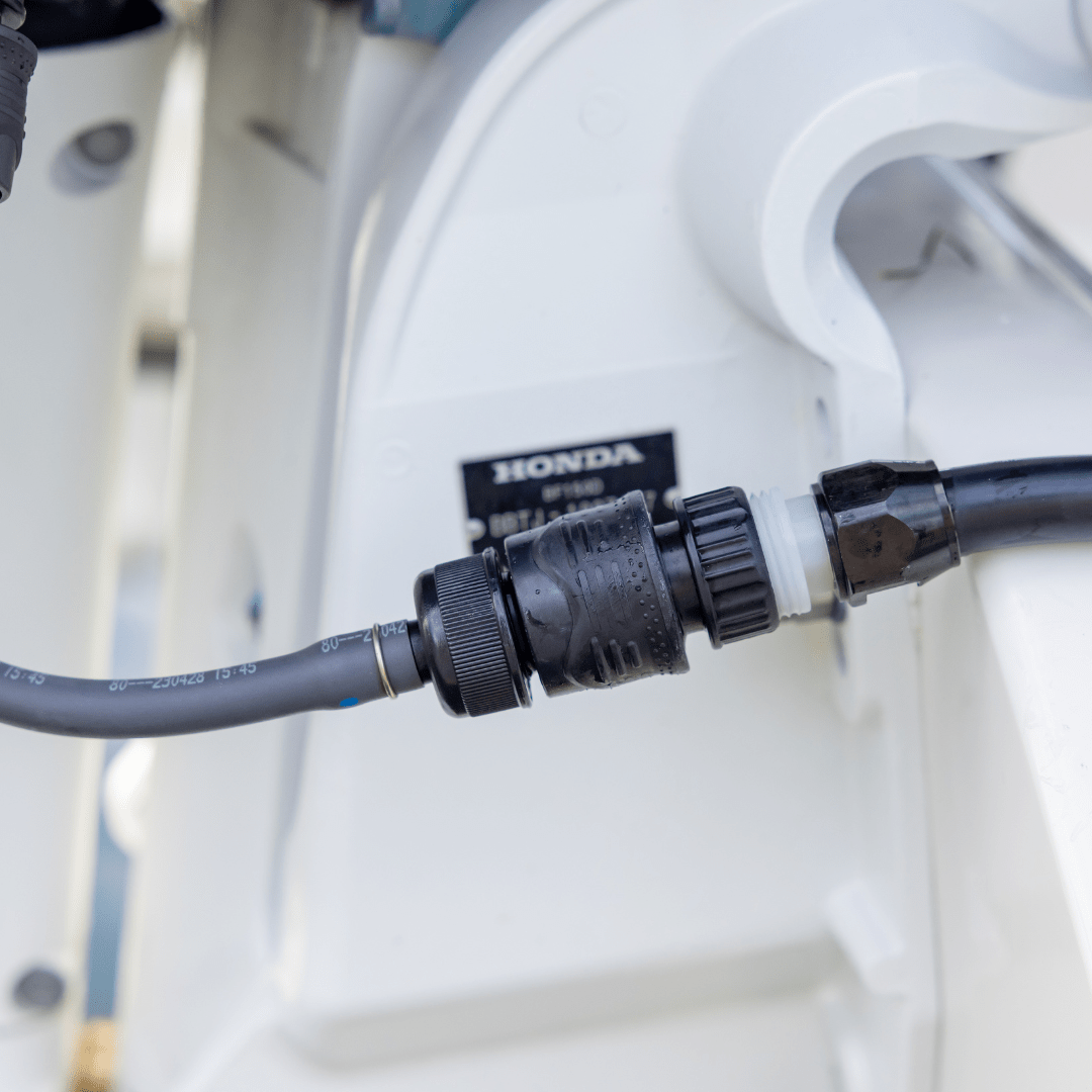 flushing hose connected to honda flush port