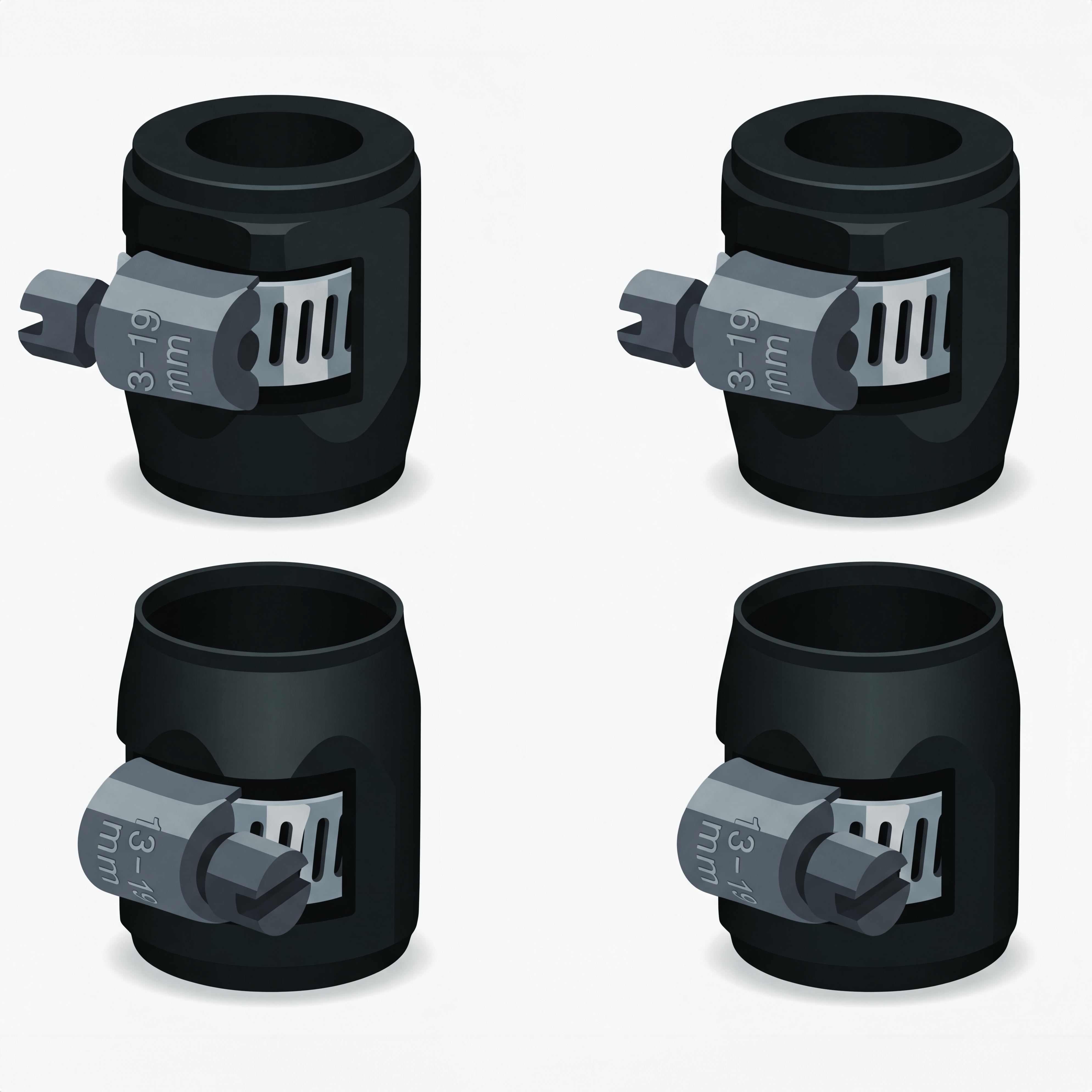 Reemplazo: Abrazaderas de manguera negras de acero inoxidable de 1/2" (paquete de 4)