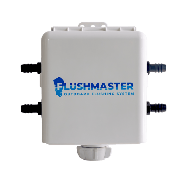 Closed white Flushmaster Suncover fitted around a Controller