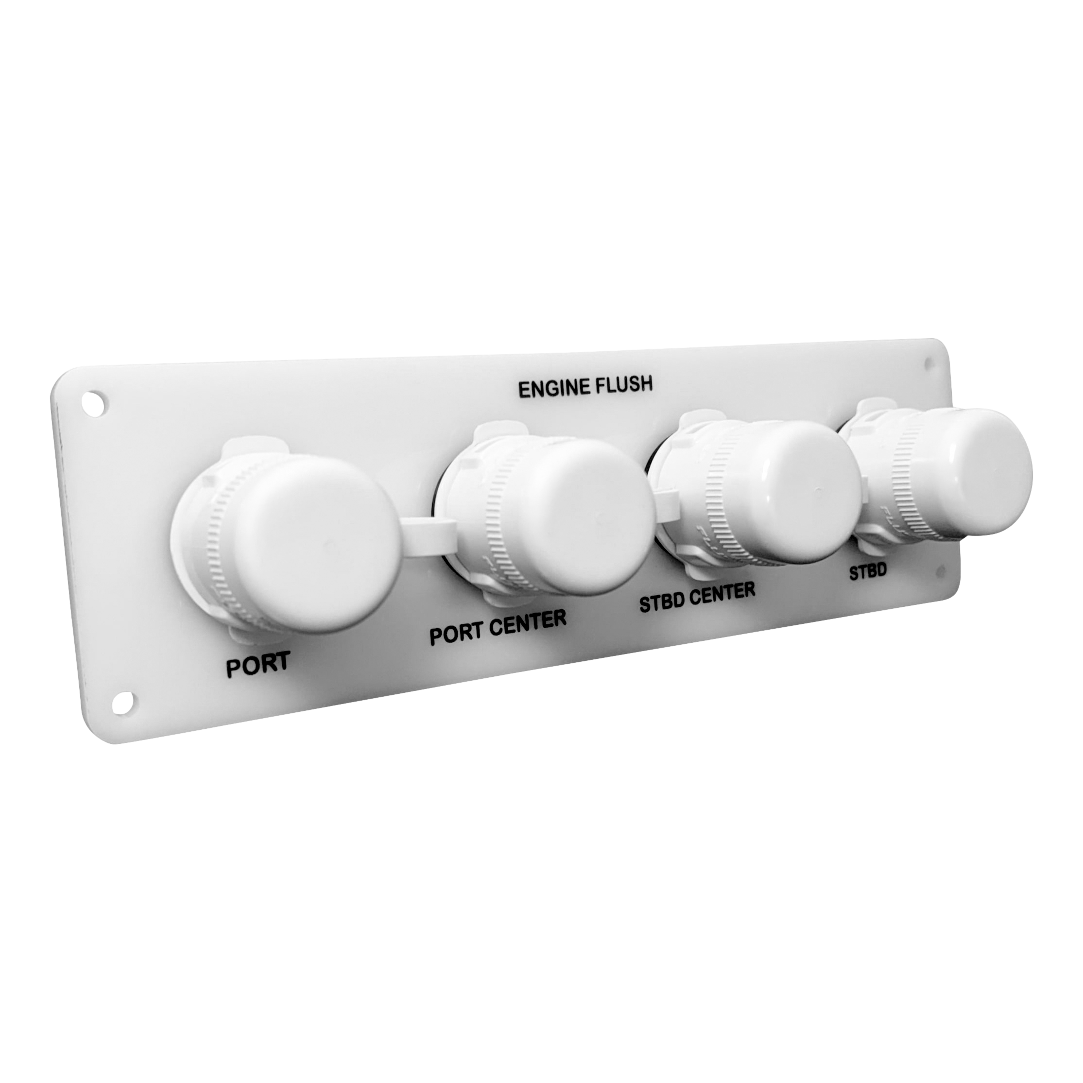 white acrylic quad outlet horizontally engraved flush port reroute
