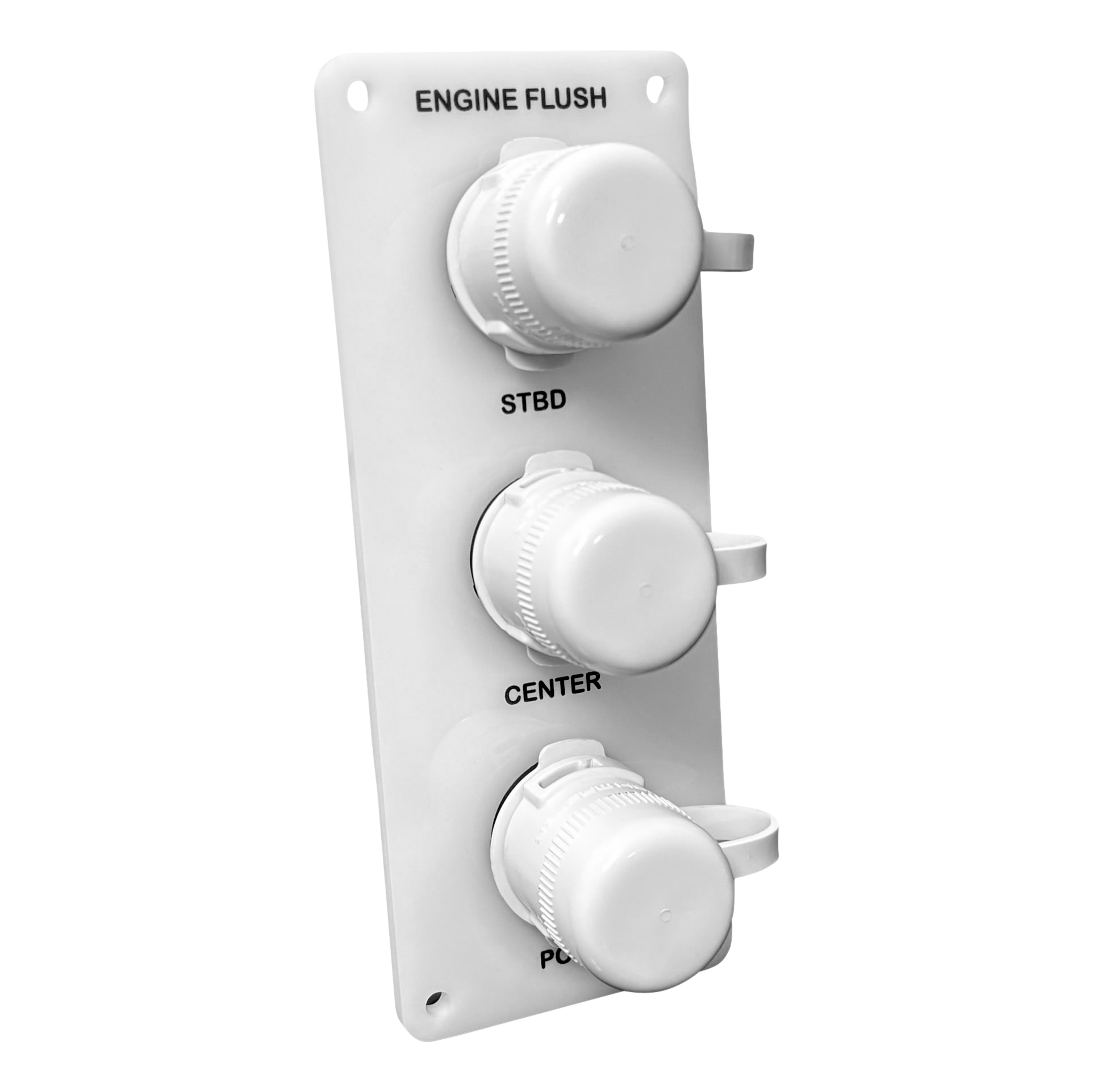 white acrylic triple outlet vertically engraved flush port reroute