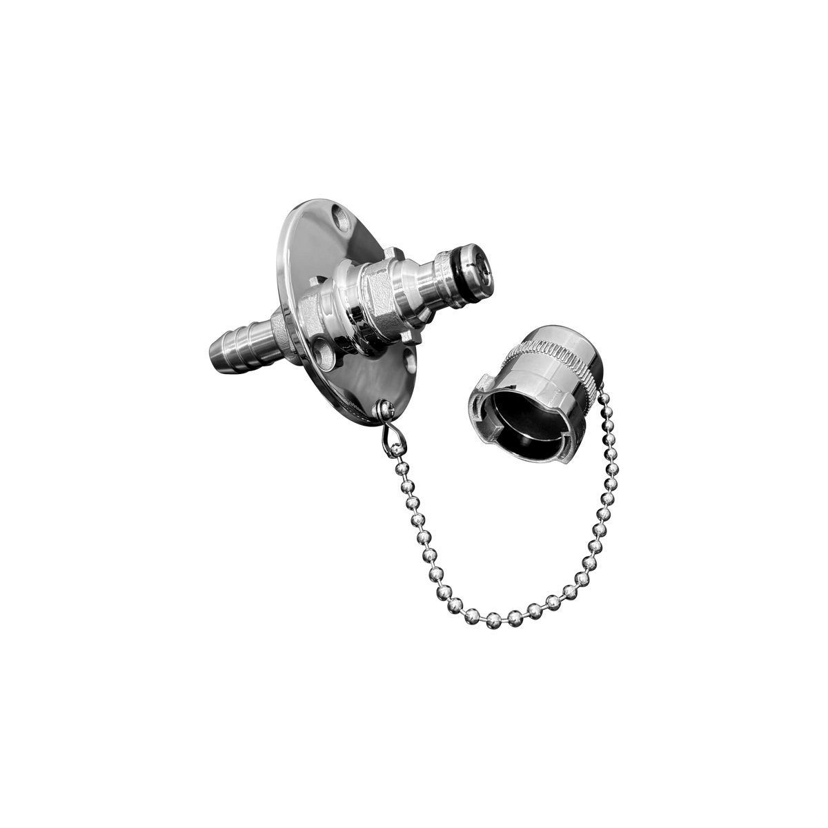 Stainless steel Quick Connect Water Inlet with hose barb and chained cap