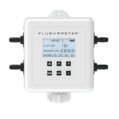 4-outlet Flushmaster system with a robust multi-hose design for simultaneously flushing four boat engines, ensuring optimal efficiency and reliability in marine engine maintenance.