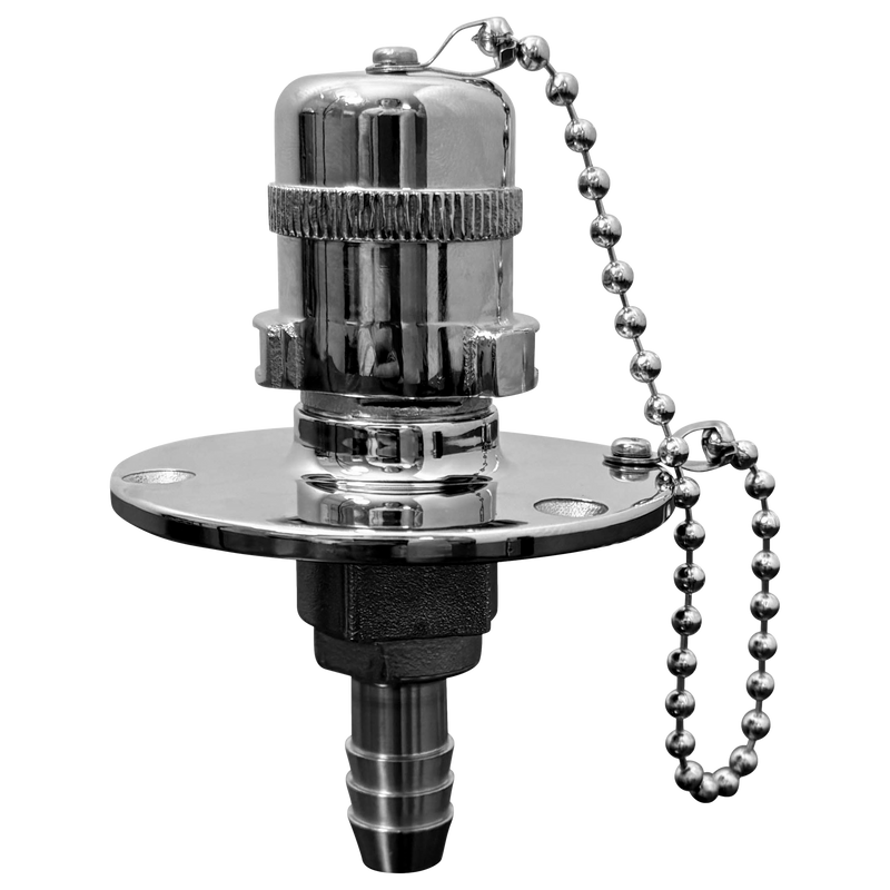 Flushmaster solid 316 stainless steel Quick Connect Water Inlet with locking cap and hose barb