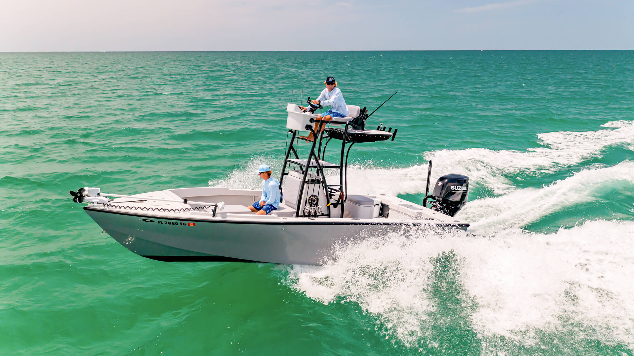 Suzuki boat in the ocean