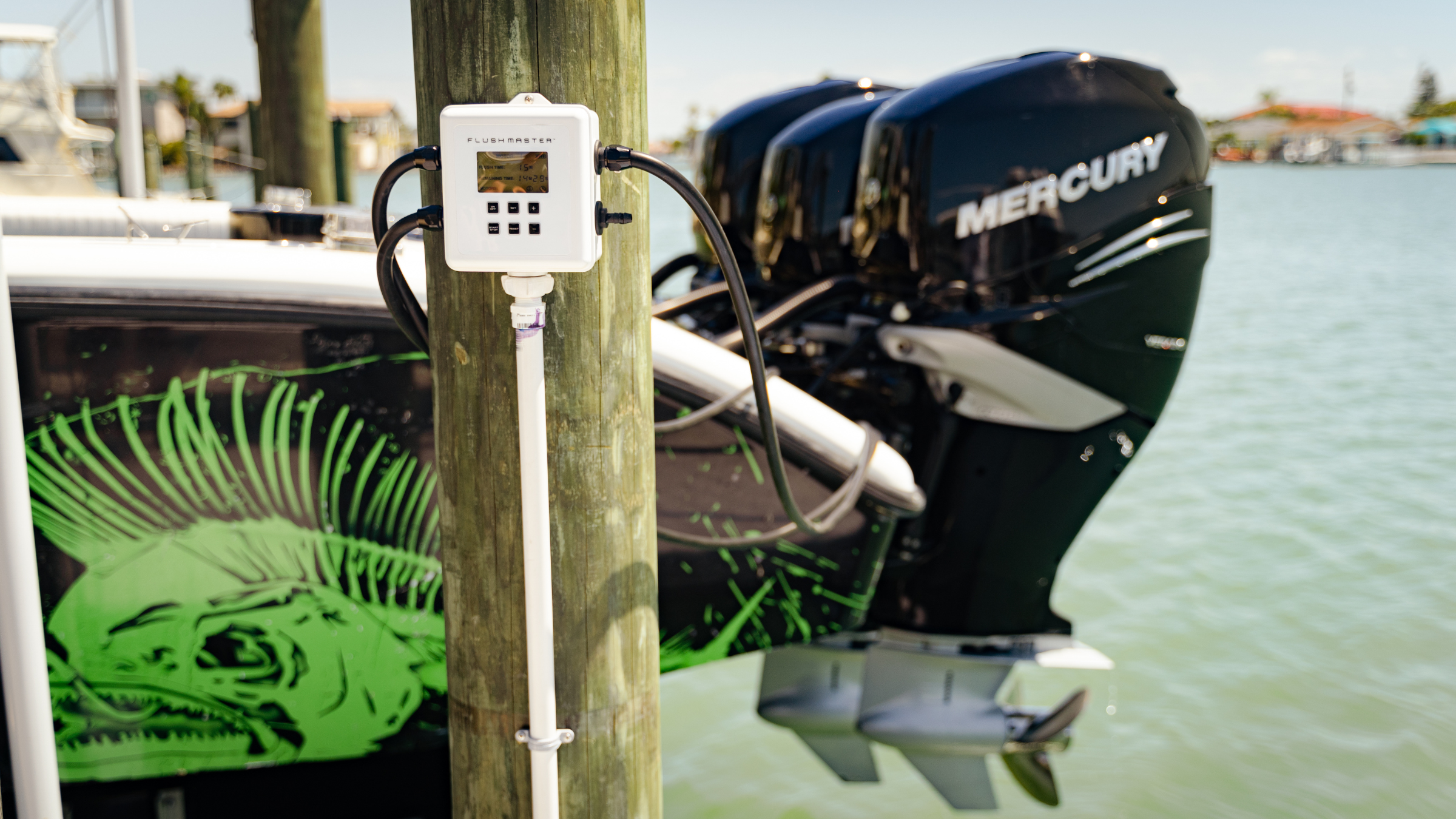 Flushmaster system used on a mercury boat engine