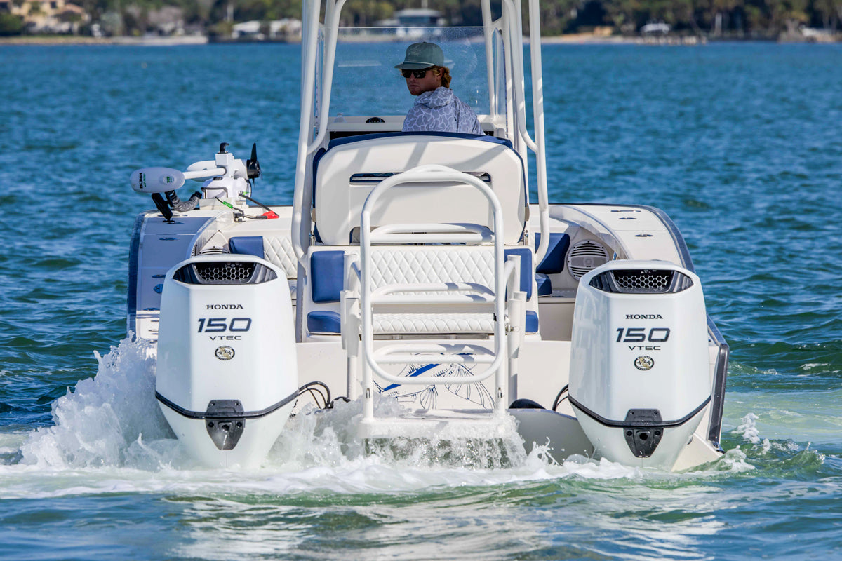 Honda boat driving away