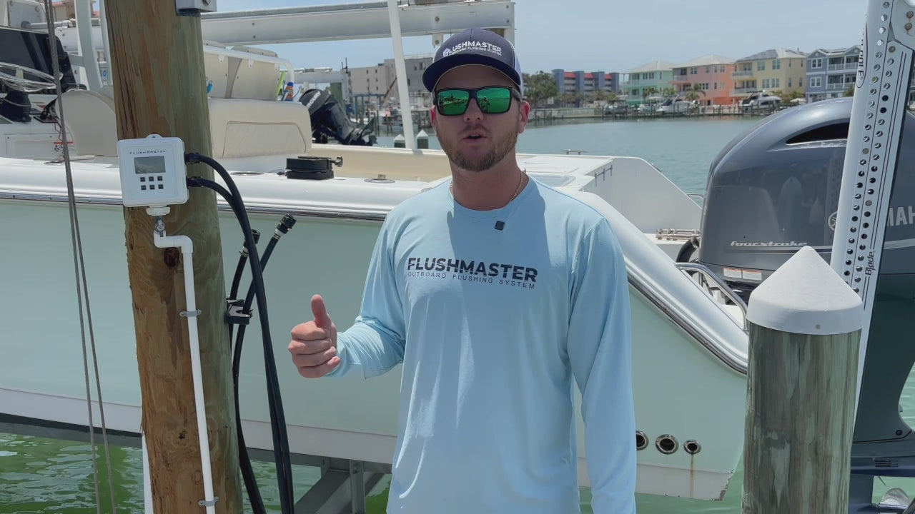 Load video: dual flush port reroute flushing dual yamaha outboards