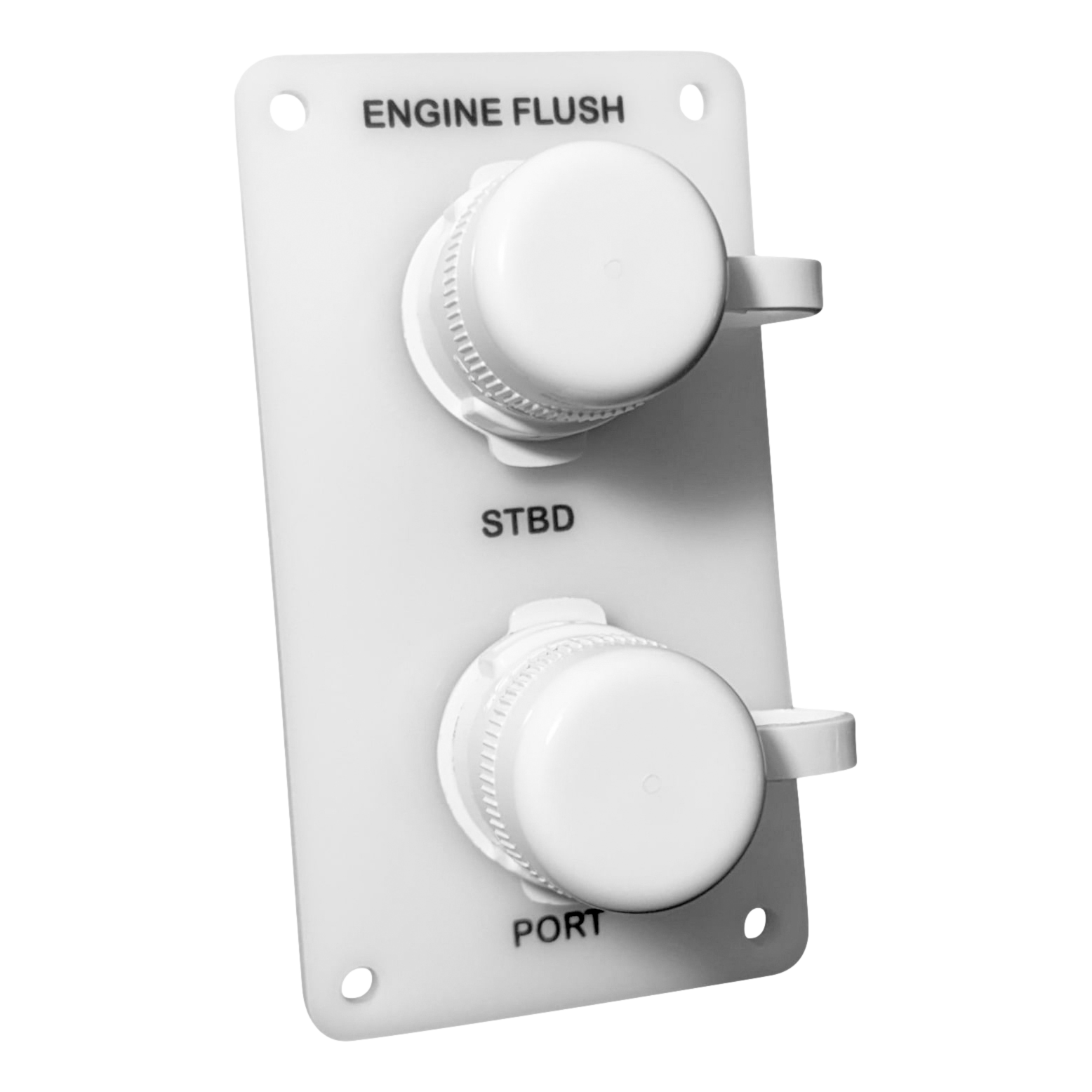 white acrylic dual outlet vertically engraved flush port reroute