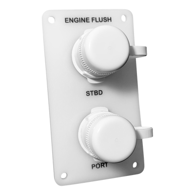 white acrylic dual outlet vertically engraved flush port reroute