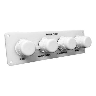 white acrylic quad outlet horizontally engraved flush port reroute