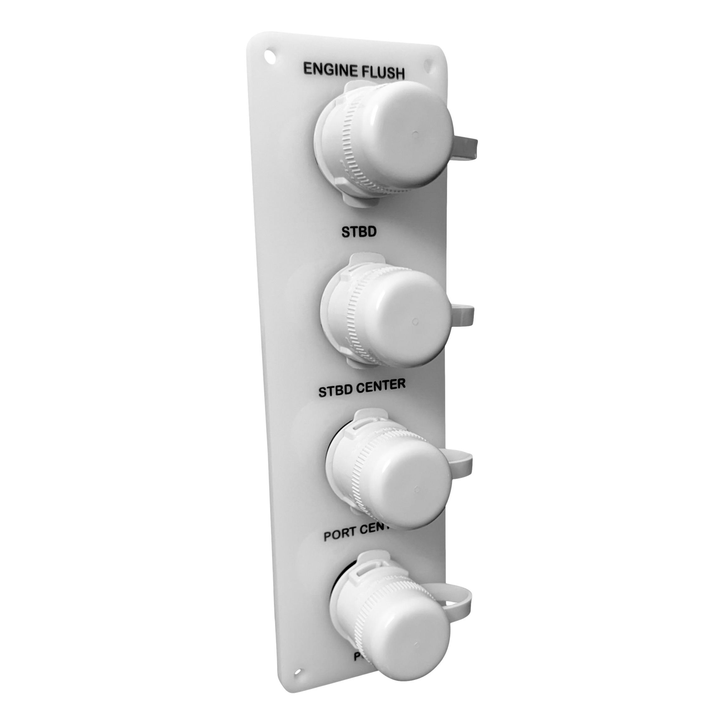 white acrylic quad outlet vertically engraved flush port reroute