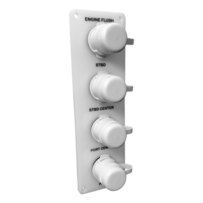 white acrylic quad outlet vertically engraved flush port reroute