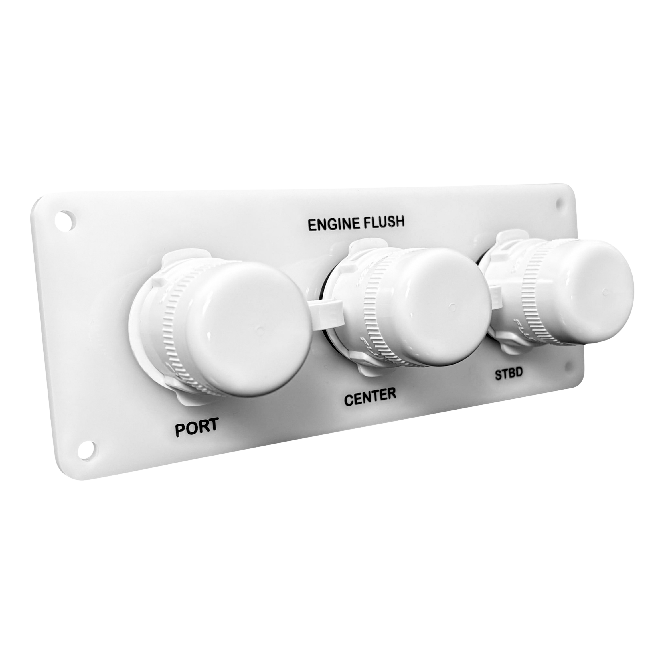 white acrylic triple outlet horizontally engraved flush port reroute