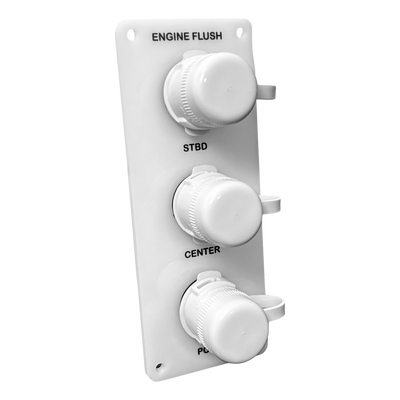 white acrylic triple outlet vertically engraved flush port reroute